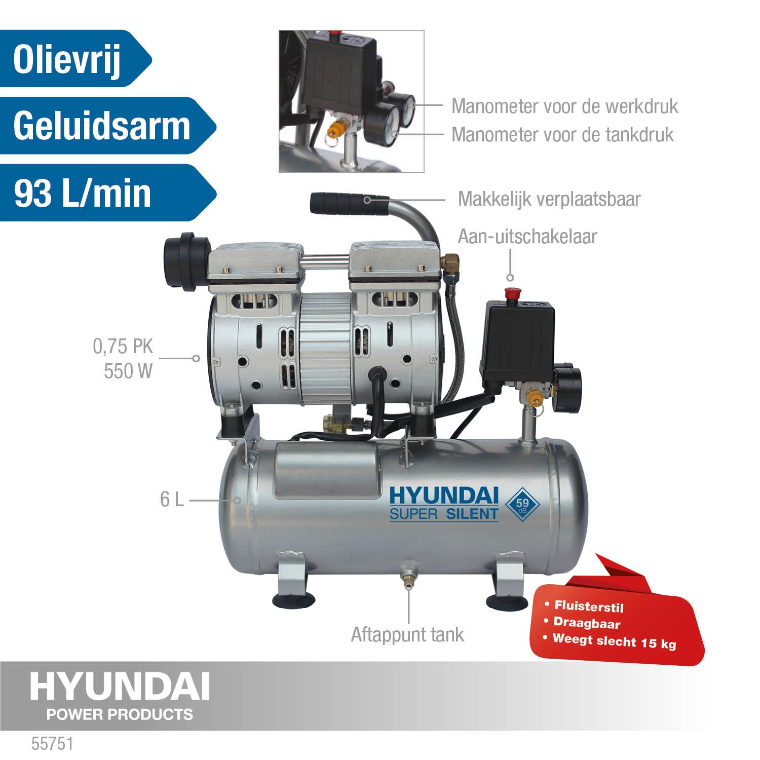 Hyundai stille compressor 6 L