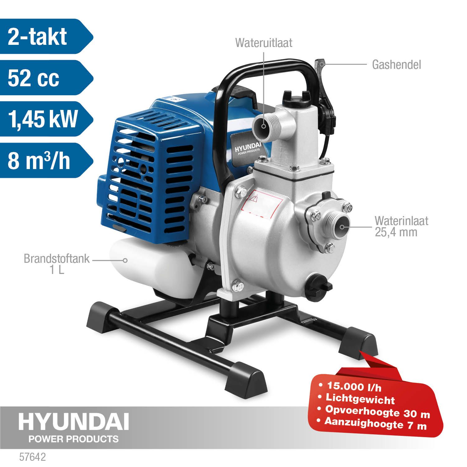 Hyundai waterpomp benzine 52 cc 