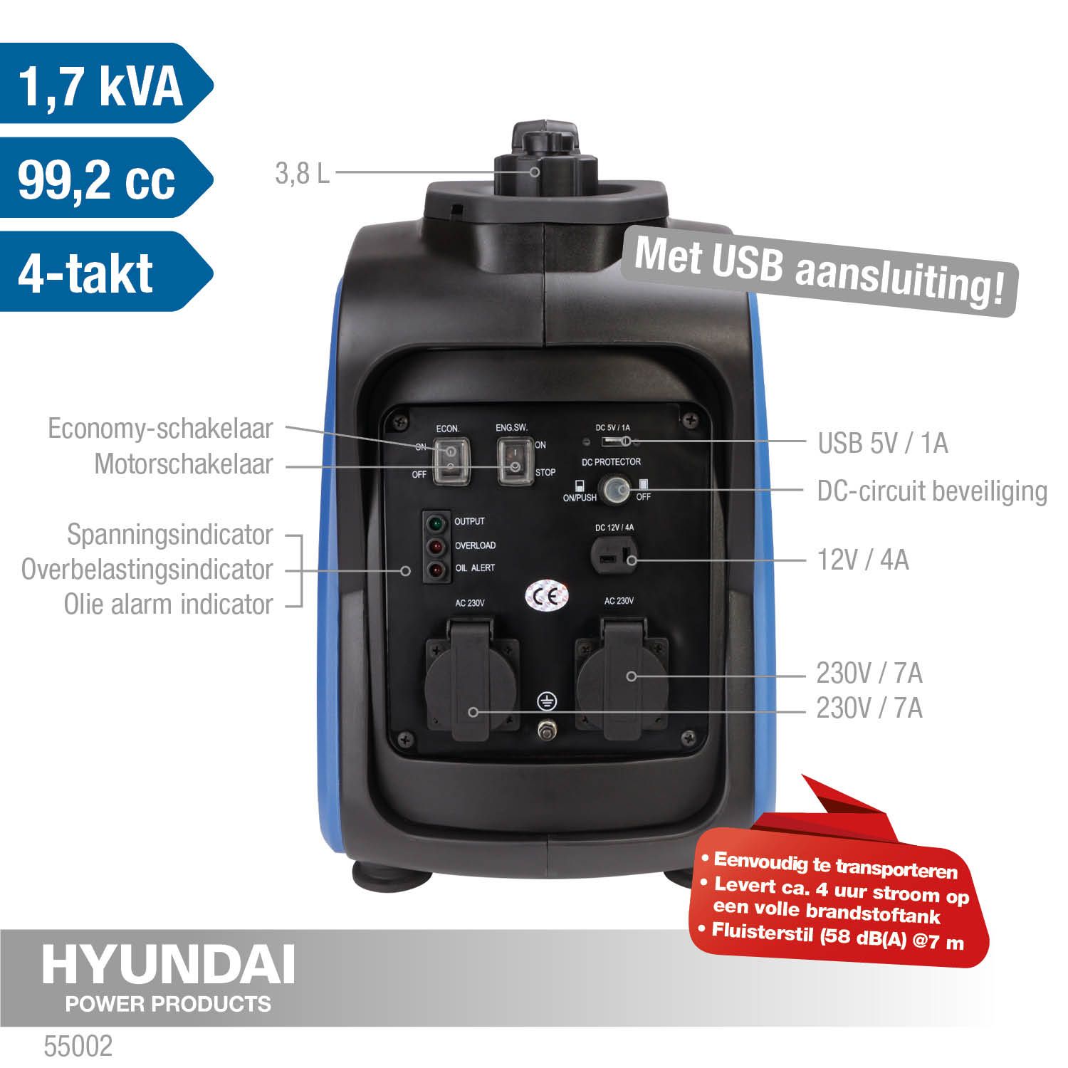 Hyundai Generator Inverter 1.7kW