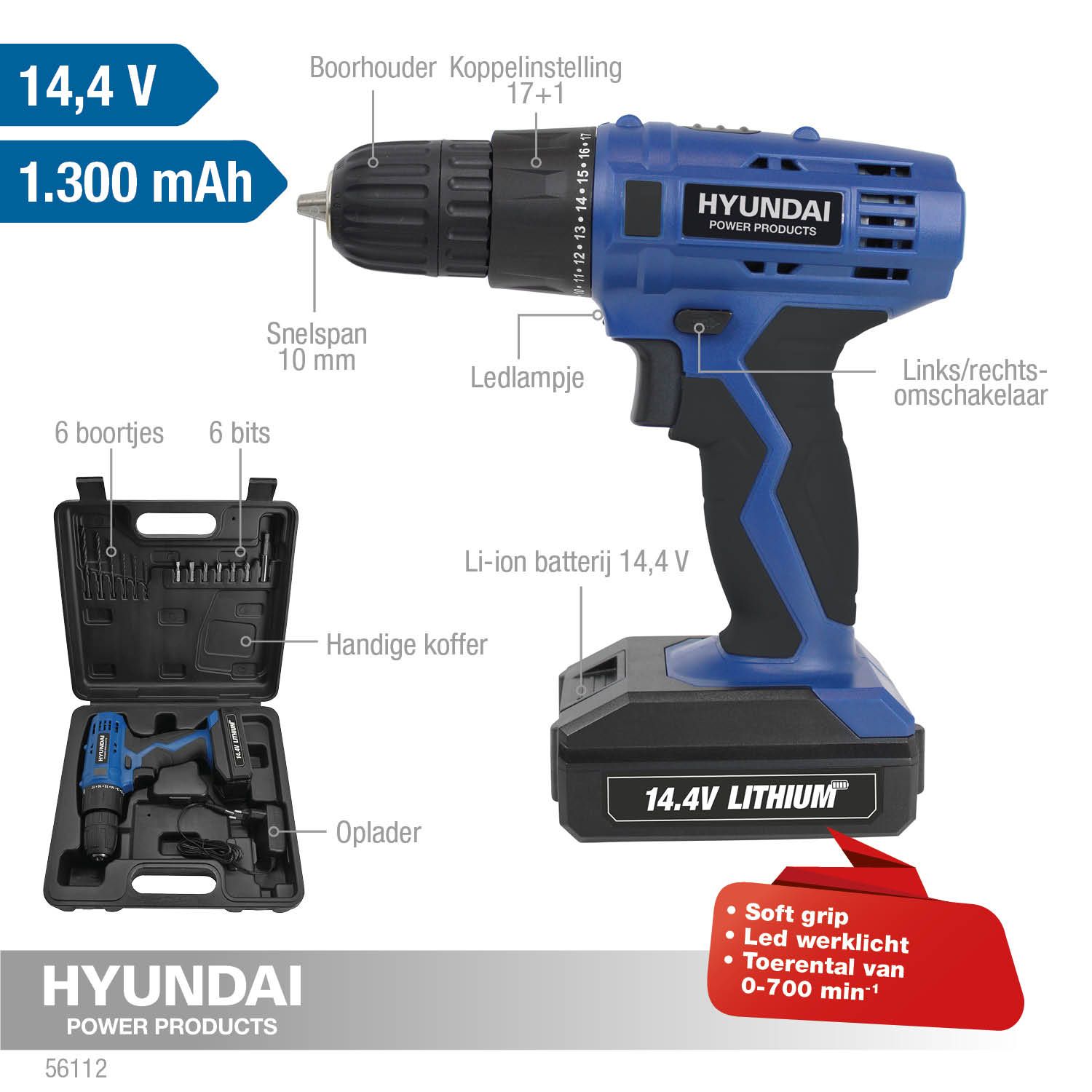 Hyundai accuboormachine 14,4V VE 1/5