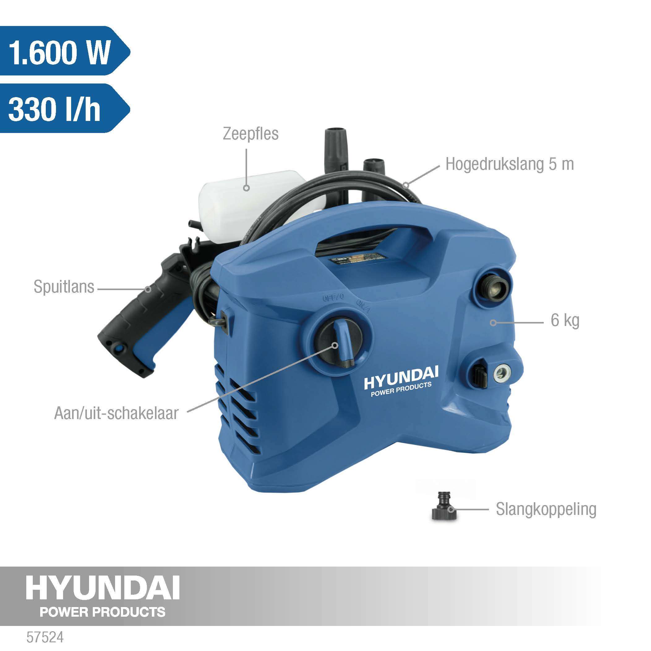 Hyundai hogedrukspuit 1600 W compact