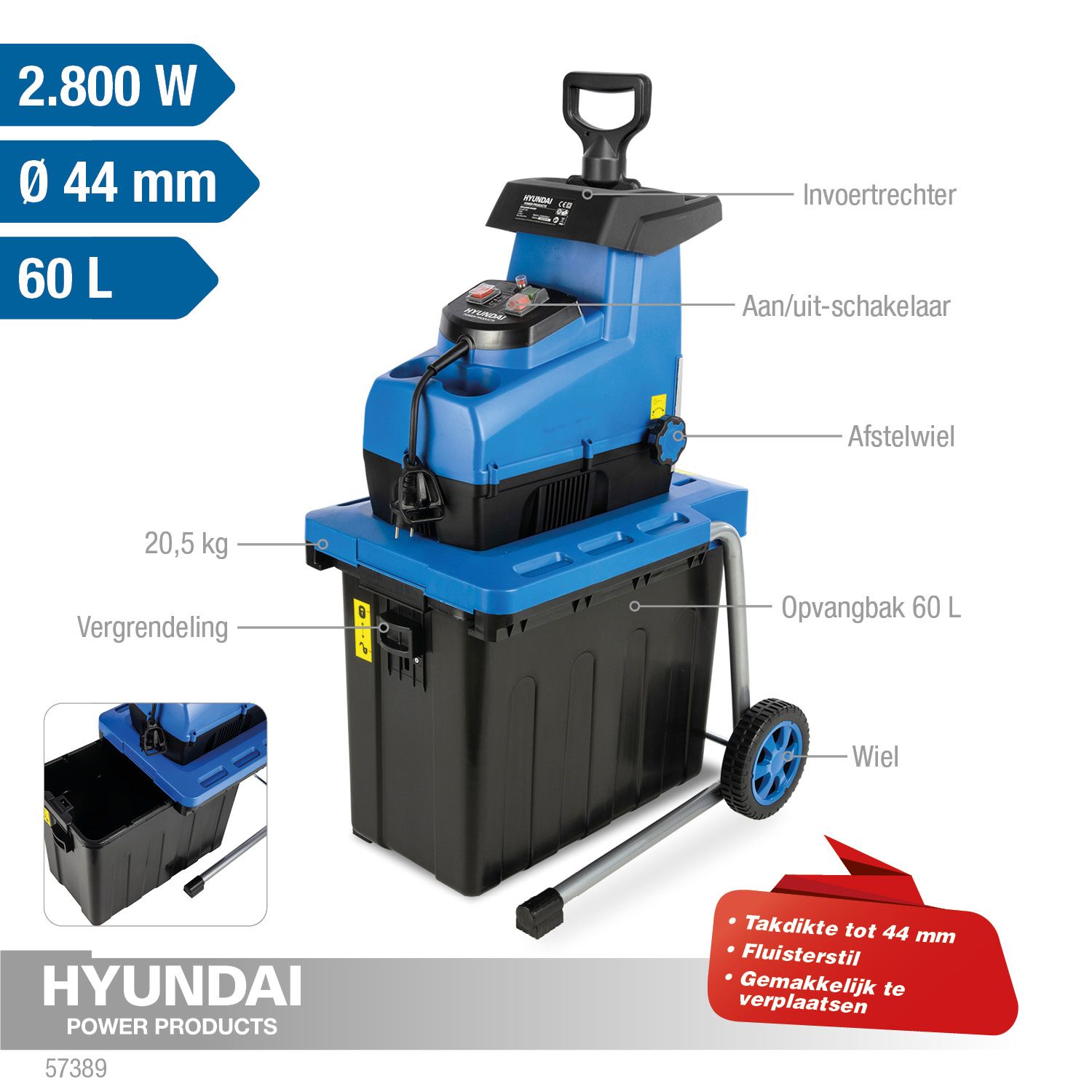 Hyundai stille hakselaar 2800W