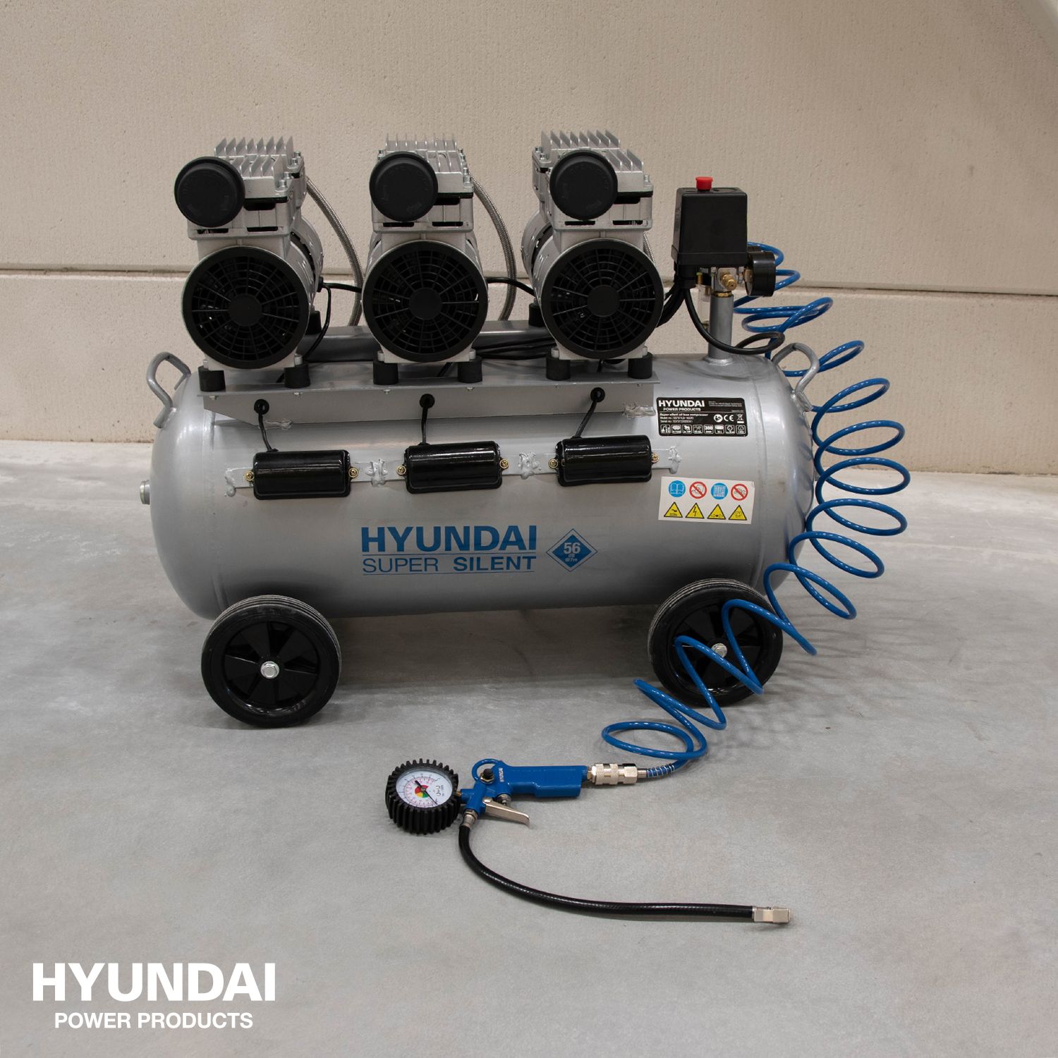 Hyundai stille compressor 70L 8 bar