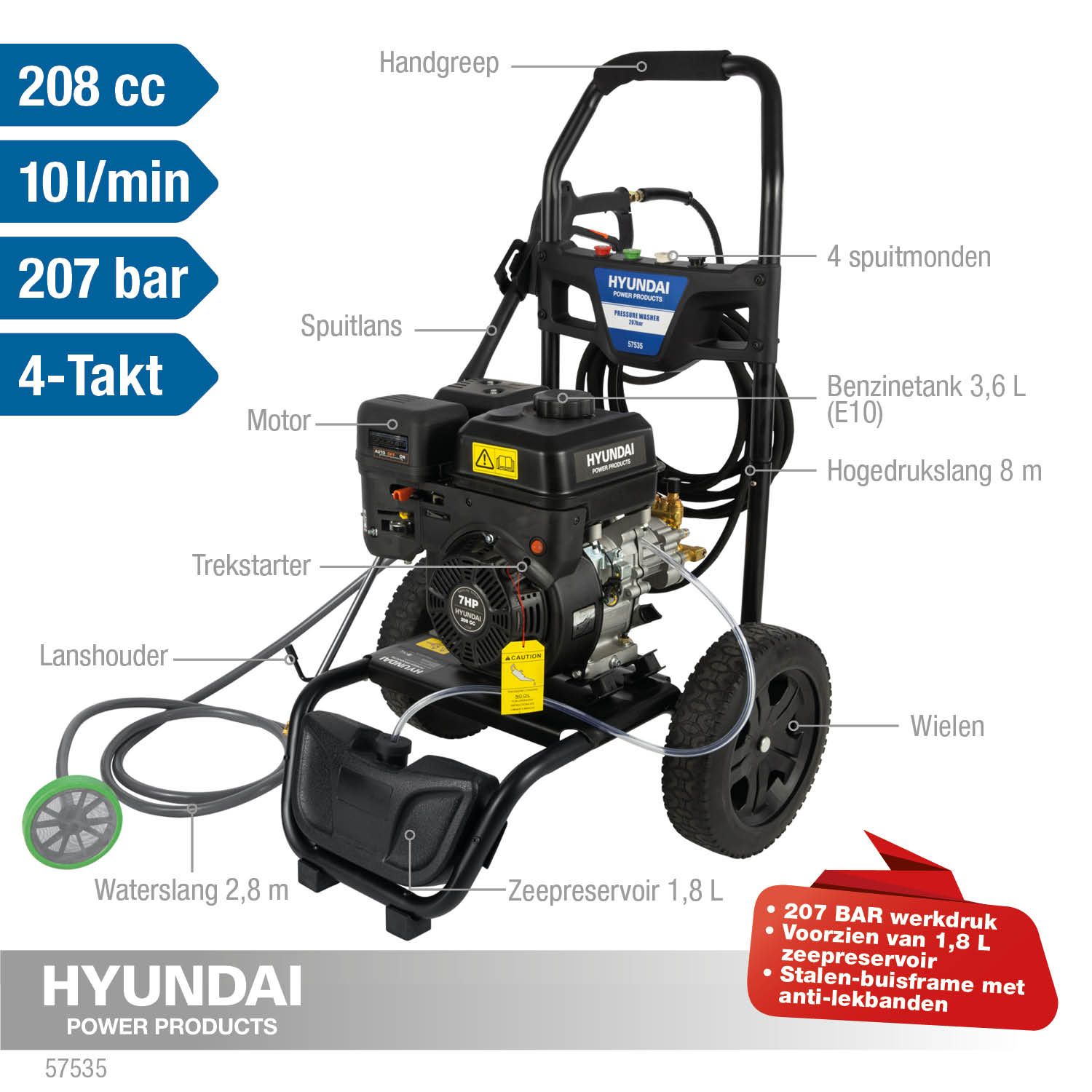 Hyundai hogedrukreiniger 207 bar 3000PSi