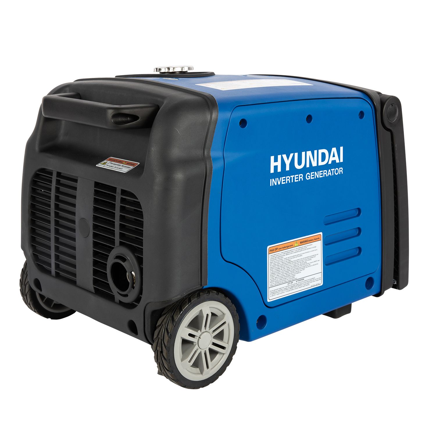 Hyundai 3200W / 3.2 kW Petrol Inverter Generator, Remote Keyfob & Electric  Start, Wheel Kit & Open Frame