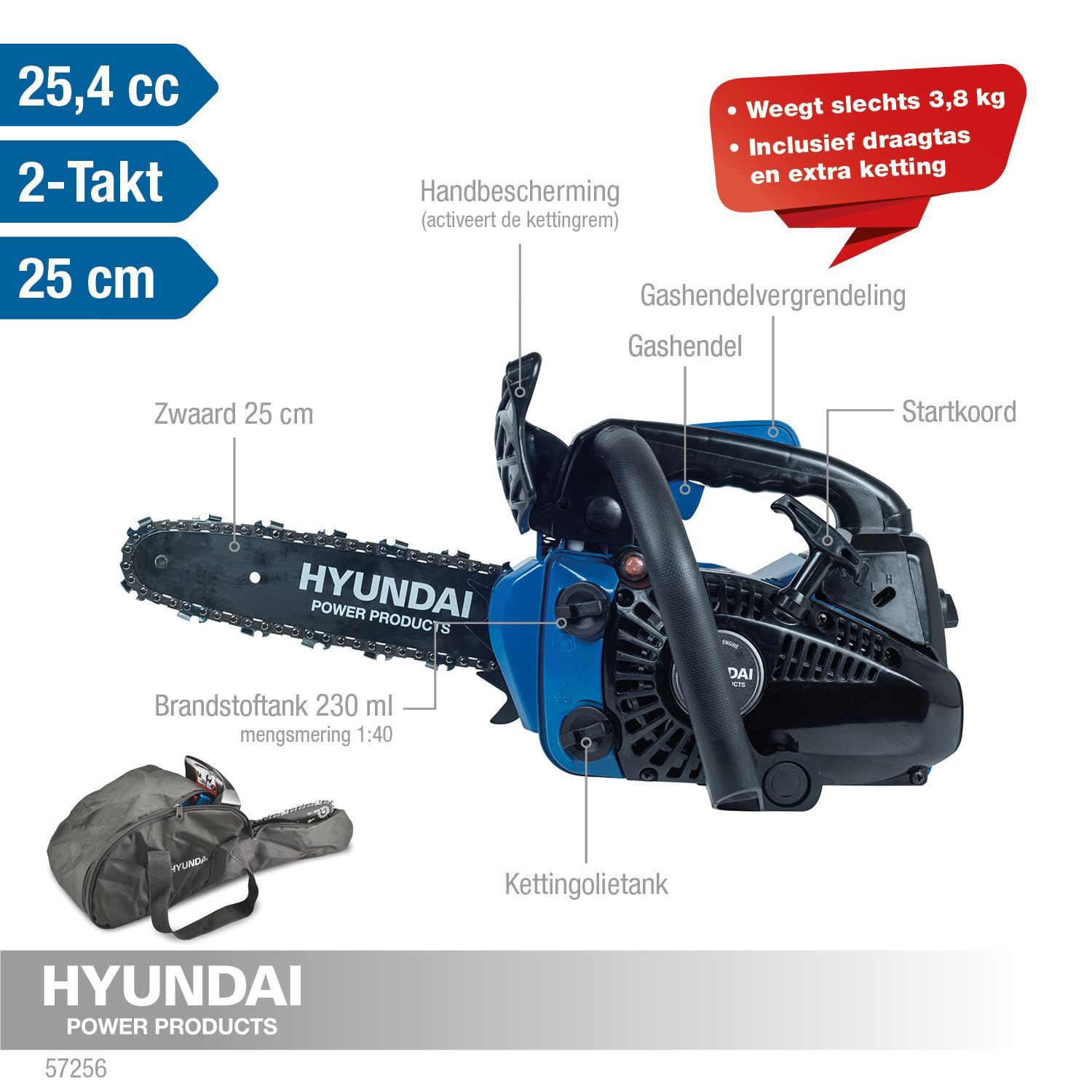 Hyundai Kettingzaag 25,4 cc - 25cm