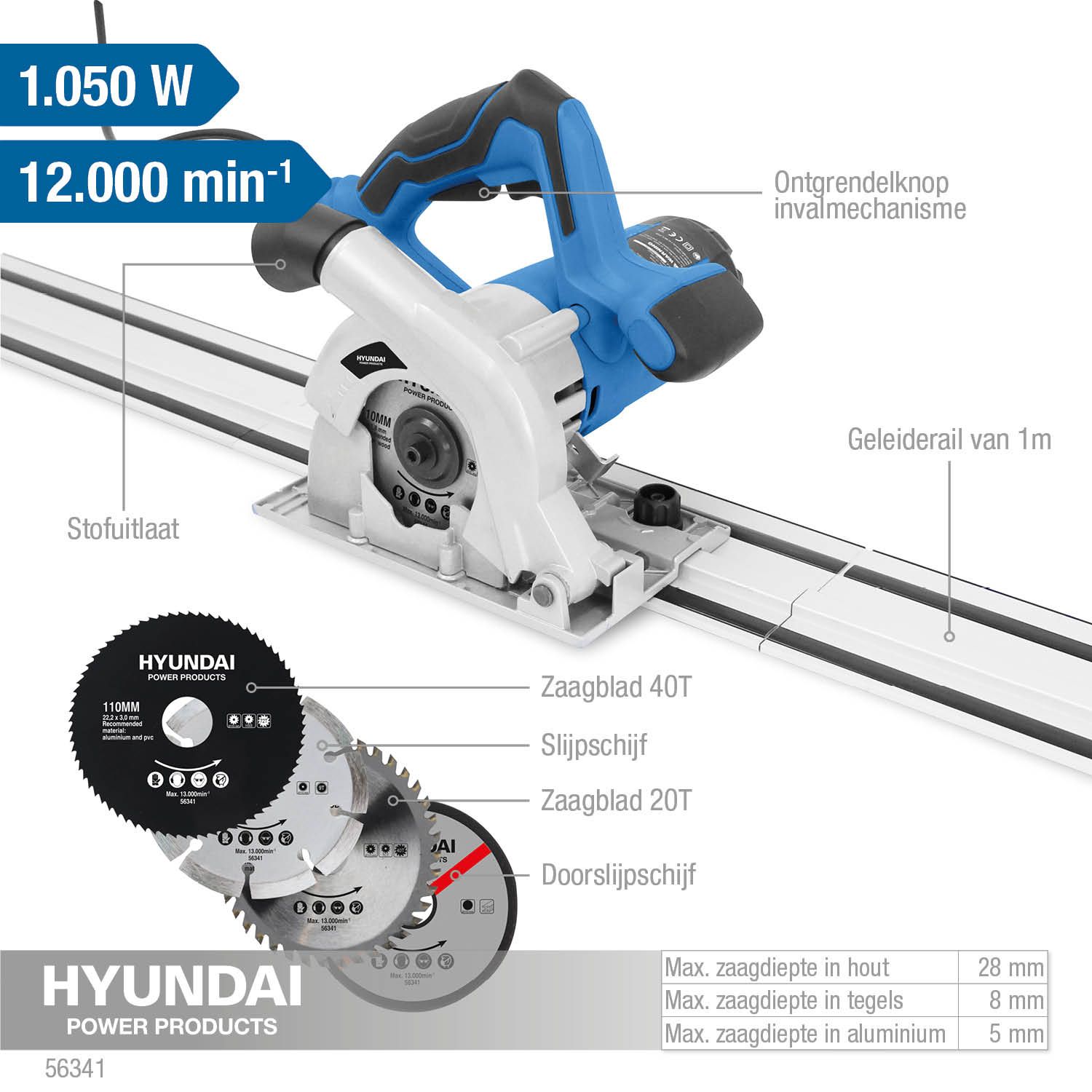 Hyundai invalzaag in rail 1050W
