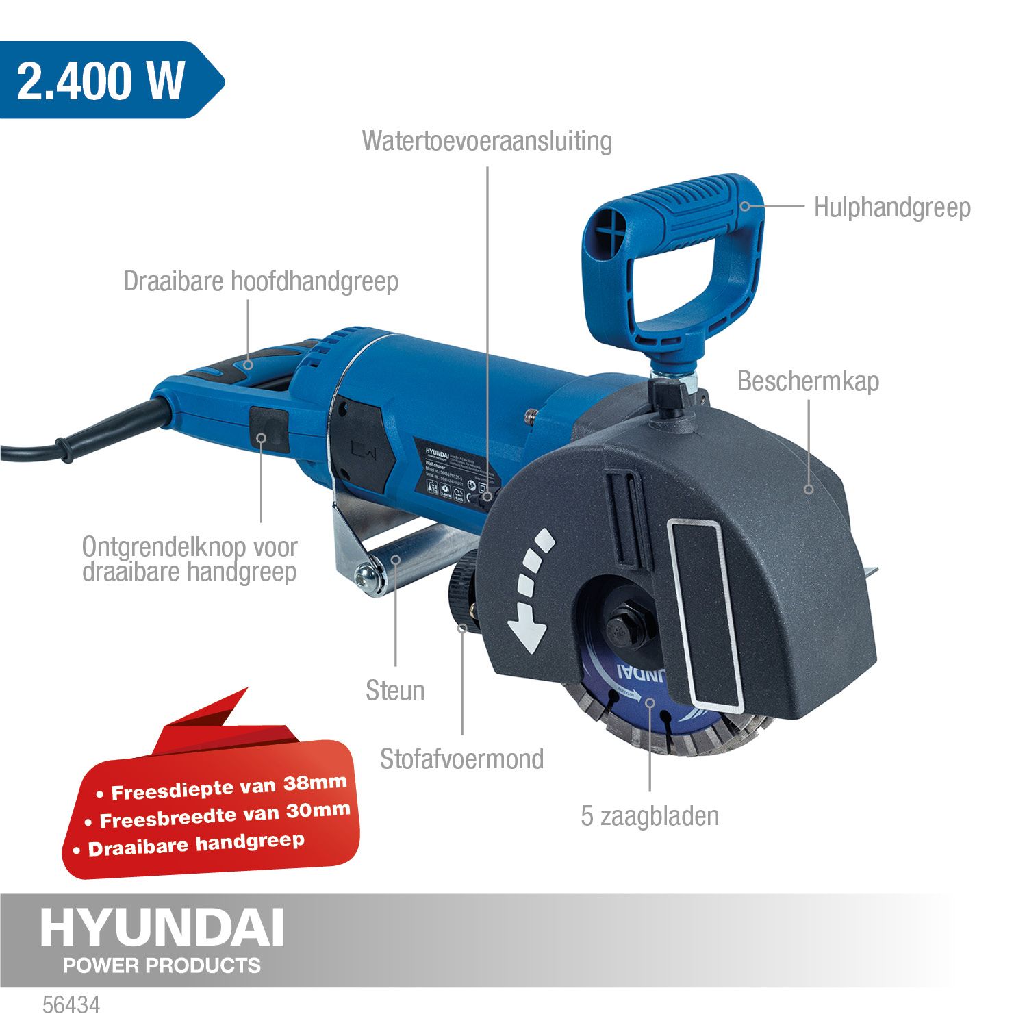 Hyundai muurfrees 2400W 5 bladen