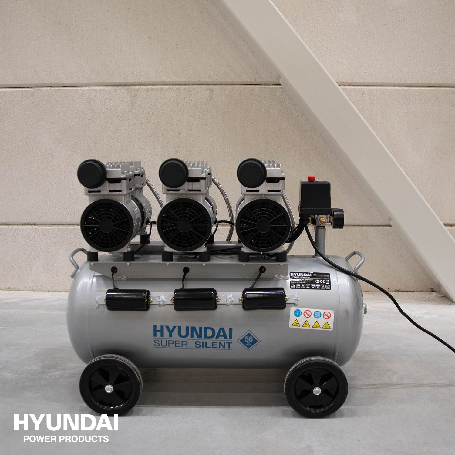 Hyundai stille compressor 70L 8 bar