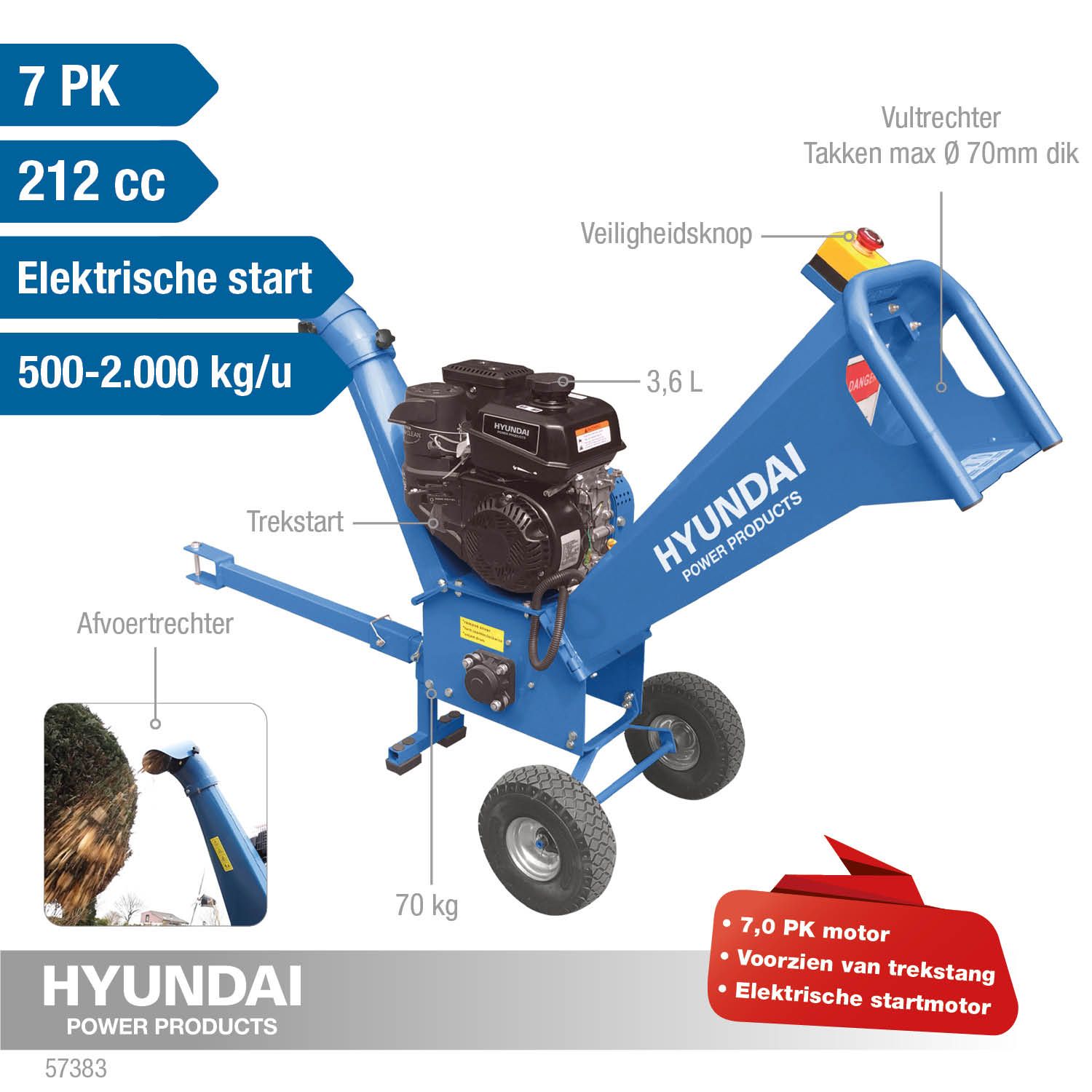 Hyundai Hakselaar 7pk 212cc - Elek. start
