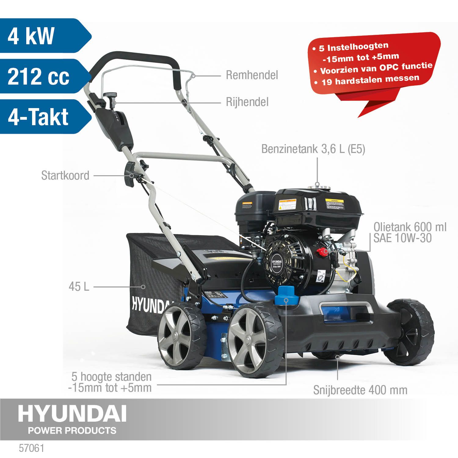 Hyundai verticuteermachine 212cc