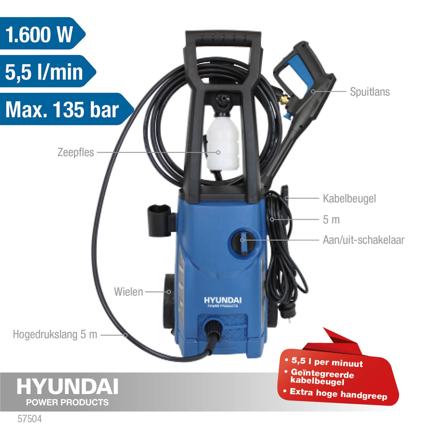 Hyundai hogedrukreiniger 1600 W