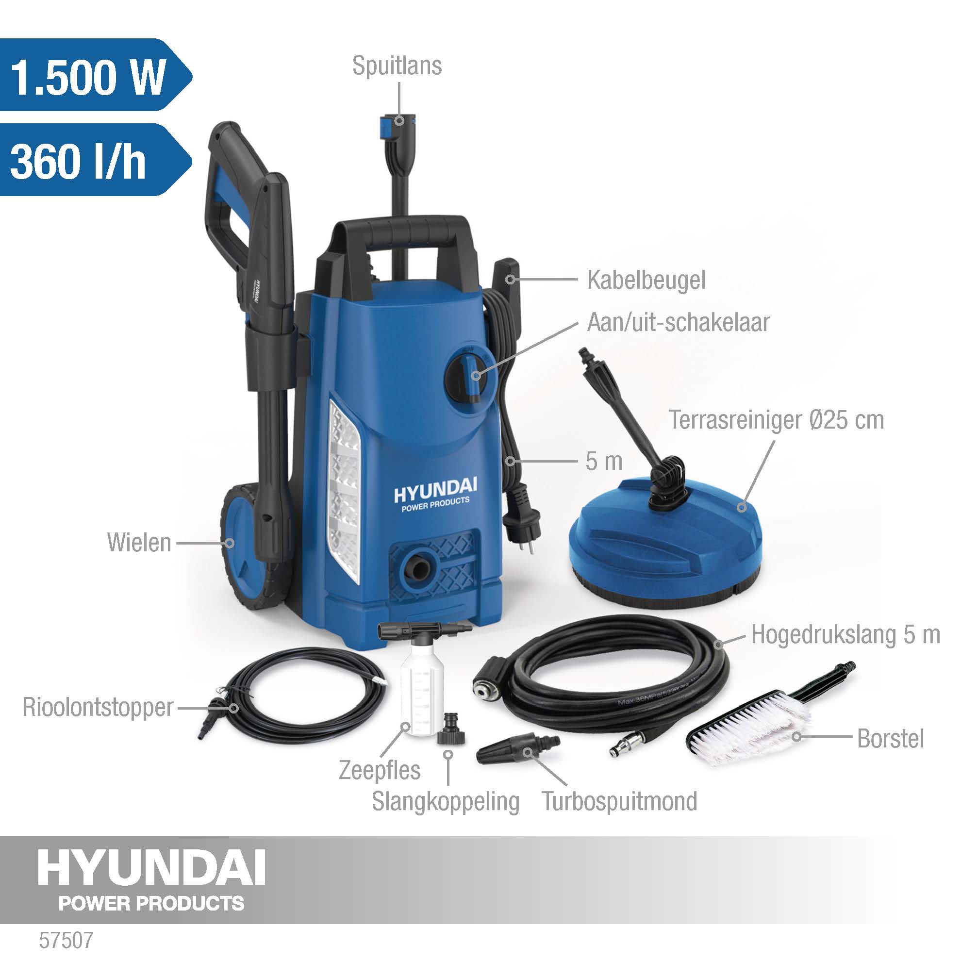 Hyundai hogedrukreiniger set 1500 W