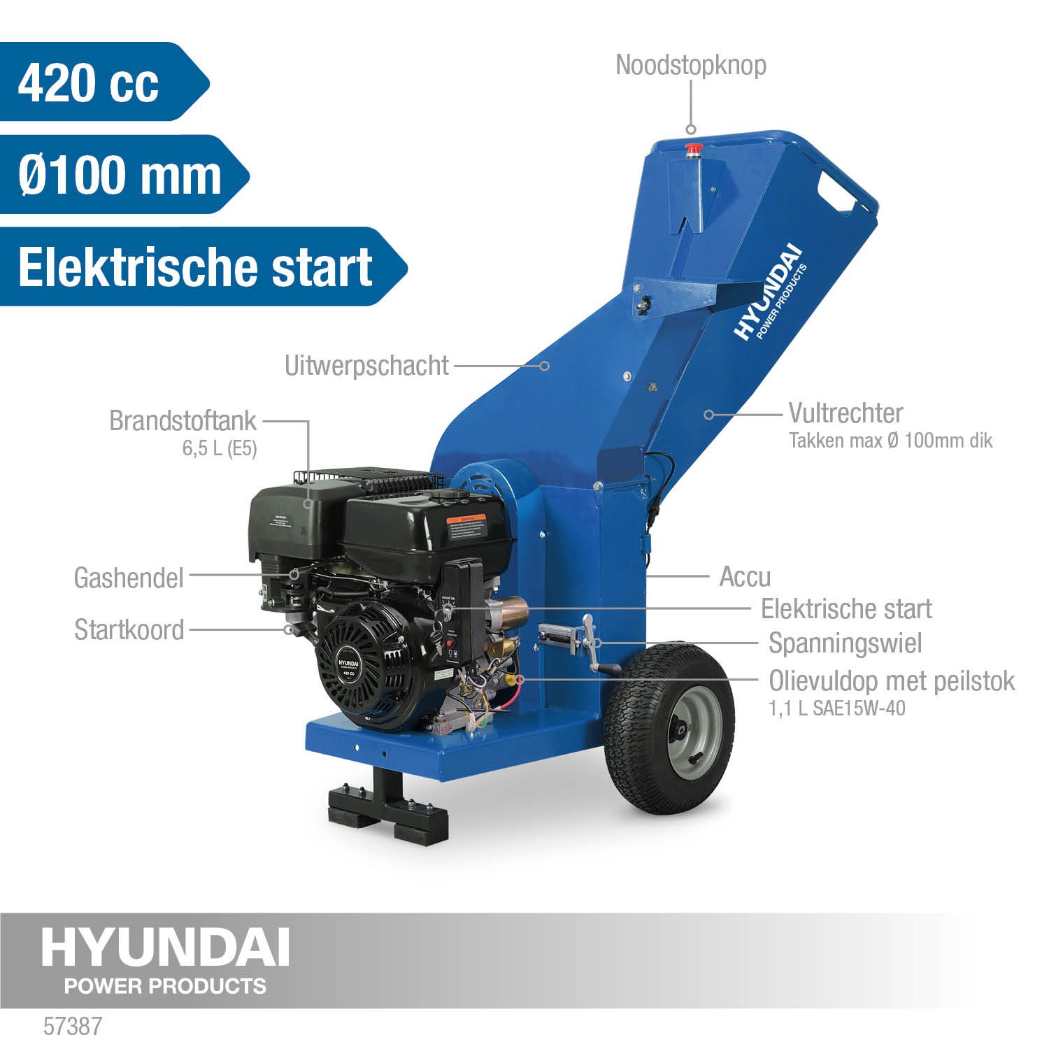 Hyundai houtversnipperaar 15PK